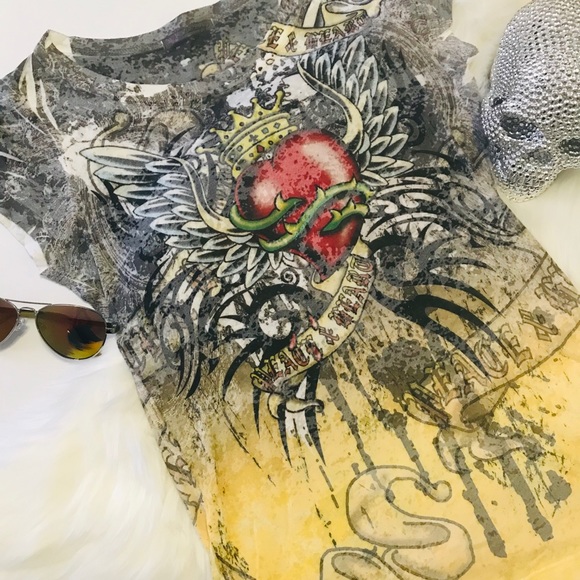 Crowned heart rock chic burnout tee - Picture 1 of 6